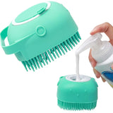 *2-in-1 Dog Bathing Brush & Shampoo Dispenser – Gentle Silicone Pet Grooming Tool