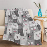 *Snuggle Up with the Adorable Pink Face Grey Cat Printed Flannel Fleece Blanket! 🐱💖 - Soft Cat Lover Gift, Cozy Throw, Cute Grey Cat Design