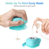 *2-in-1 Dog Bathing Brush & Shampoo Dispenser – Gentle Silicone Pet Grooming Tool