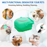 *2-in-1 Dog Bathing Brush & Shampoo Dispenser – Gentle Silicone Pet Grooming Tool