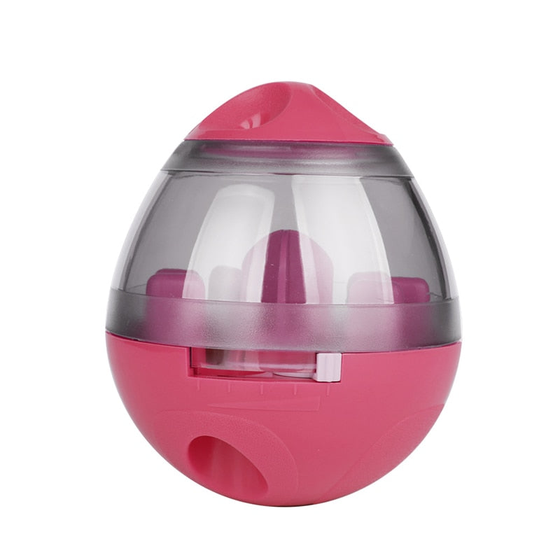 Tumbler Automatic Pet Slow Feeder Treat Ball Dog Toy for Pet Increases IQ Interactive,Food Dispensing Ball Dog/Cat Slow Feed Bowl, Pink